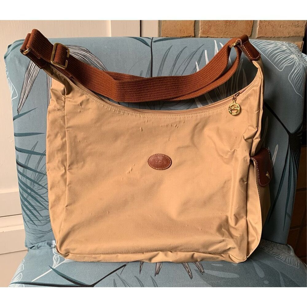 LONGCHAMP Le Pliage Nylon Desert Tan HOBO SHOULDER BAG PURSE